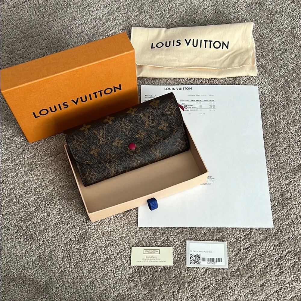 Louis Vuitton Emile wallet in monogram fuschia